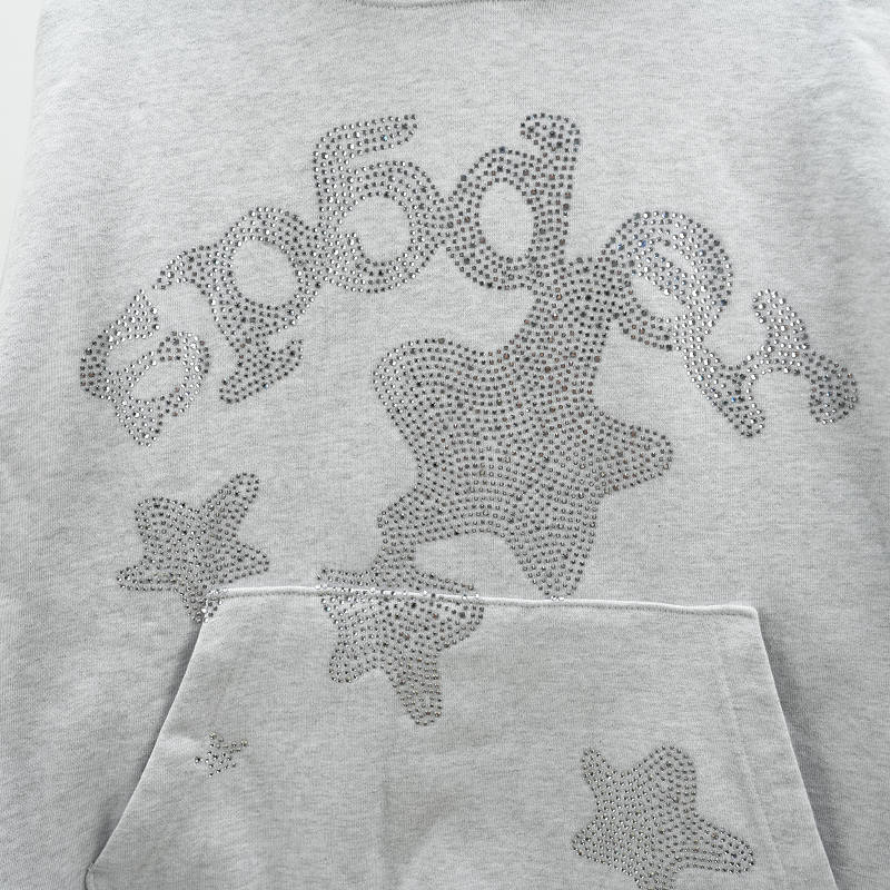 Sp5Der Rhinestone Beluga Hoodie Heather Grey