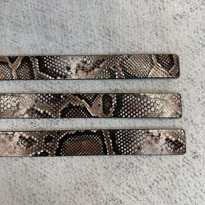 Snakeskin-Embossed Belt - Taupe/Brown