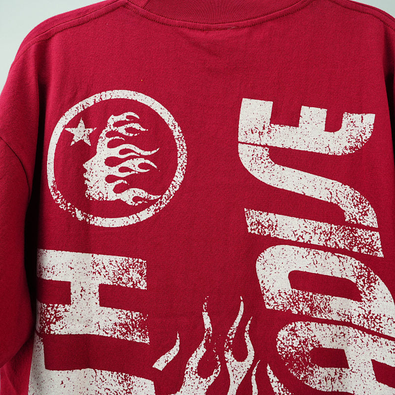 Hellstar Studios Jesus Emblem Short Sleeve Tee Shirt Blood Red