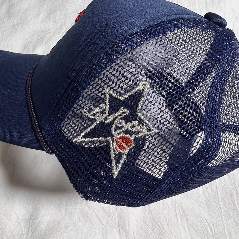 Navy Trucker Cap with NY Logo and Lips Embroidery