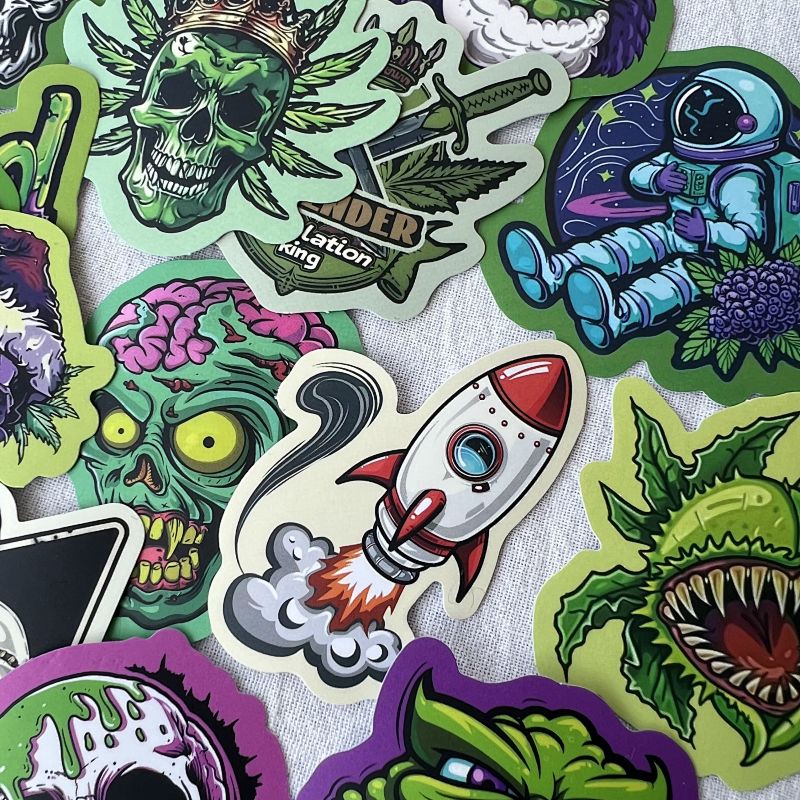 Horror Skull Zombie Cannabis Themed Sticker Pack