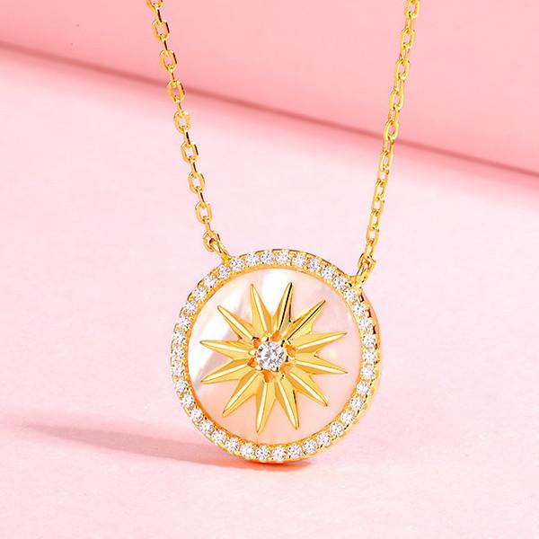 8 Pointed Star Octagram Diamond Pearl Healing Pendant Necklace