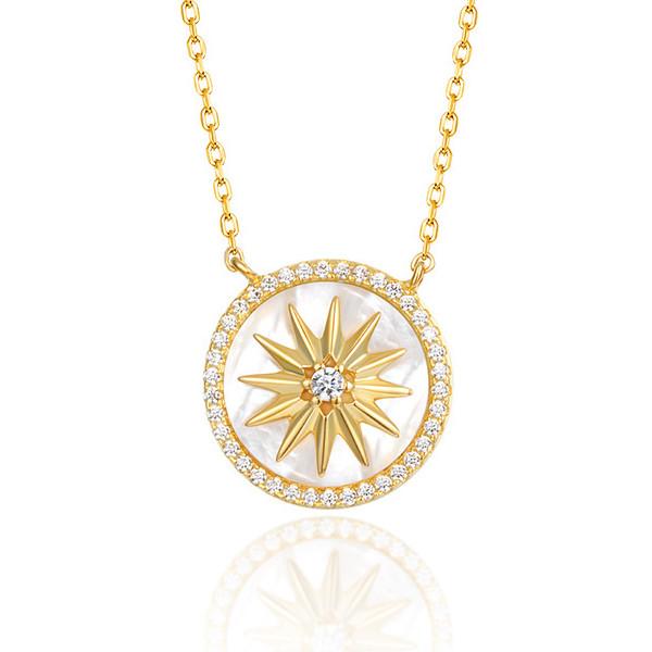 8 Pointed Star Octagram Diamond Pearl Healing Pendant Necklace