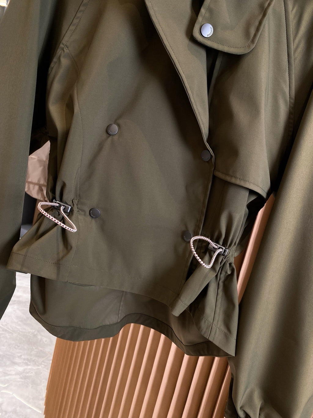 Drawstring Cropped Trench Jacket