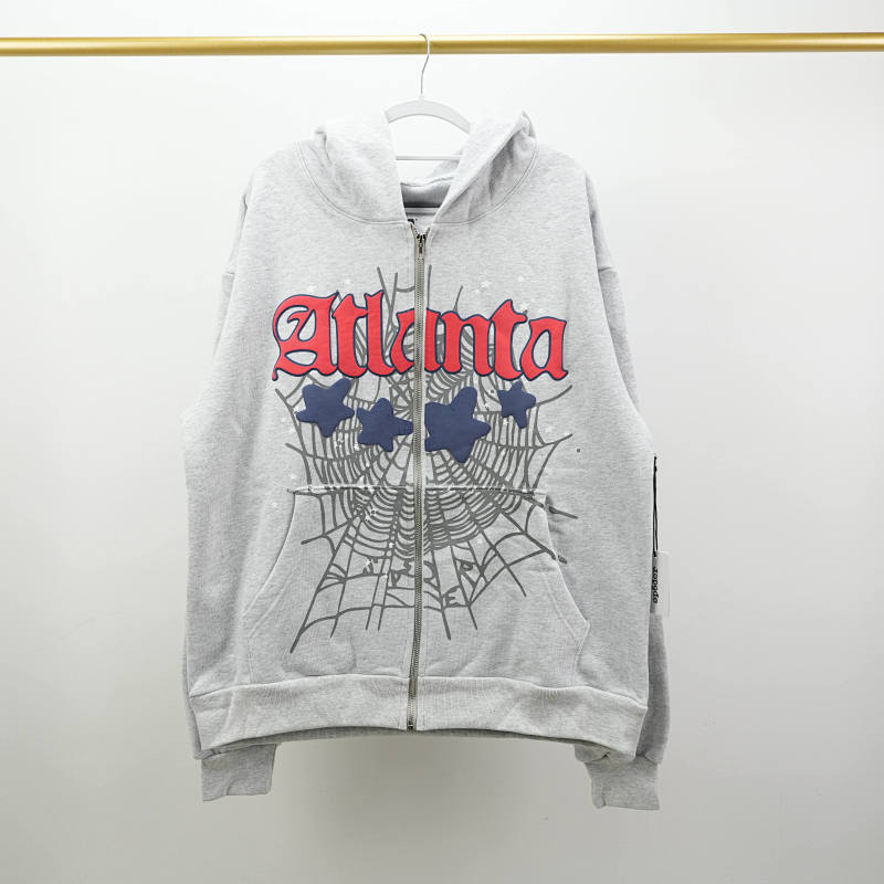 Sp5Der Atlanta Full Zip Hoodie Heather Grey