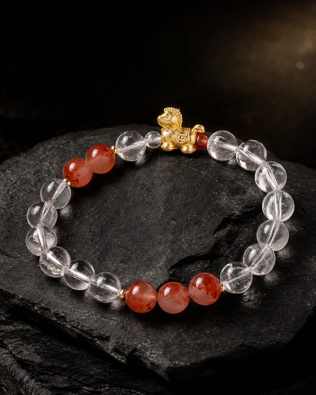 Lucky Gold Horse Ice-Floating Crystal Bracelet-A Bright New Journey