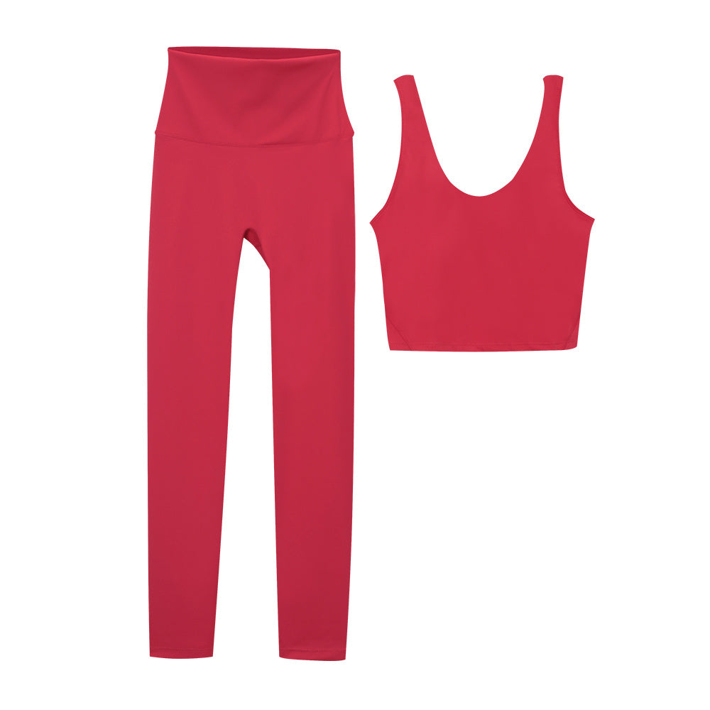 Airlift Bra + High-Waist Legging Set - Red