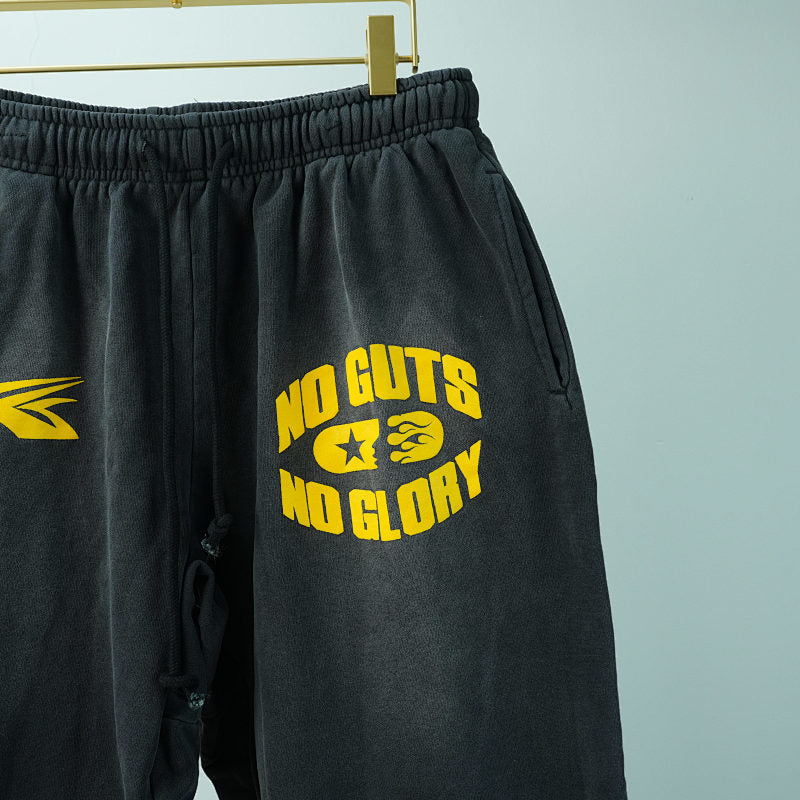 Hellstar No Guts No Glory Closed Elastic Bottom Sweatpants Midnight Dye Black