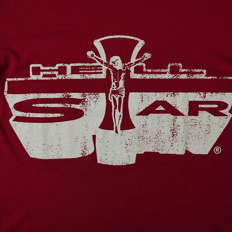 Hellstar Studios Jesus Emblem Short Sleeve Tee Shirt Blood Red