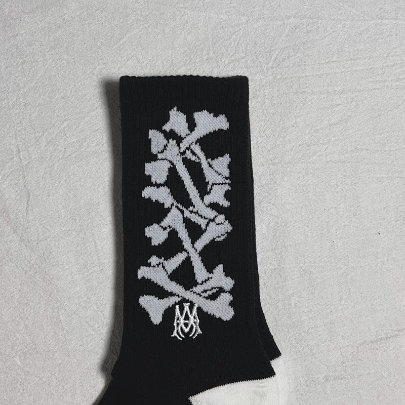 AMIRI Mid-Crew Socks - Black/White