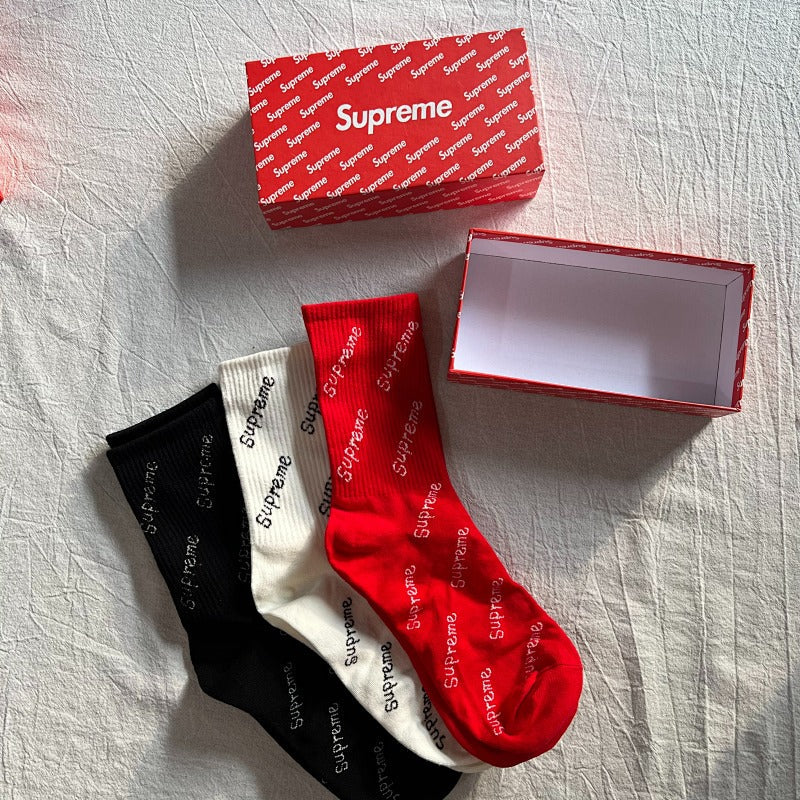 Supreme Crew Socks 3-Pack - Red/White/Black