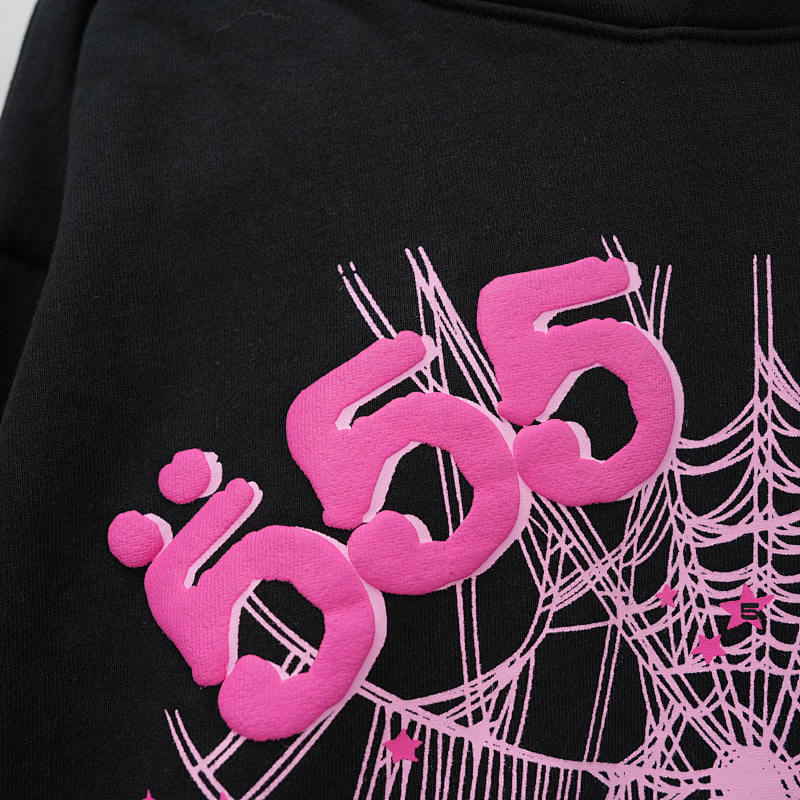 Sp5der Angel Number Hoodie Black