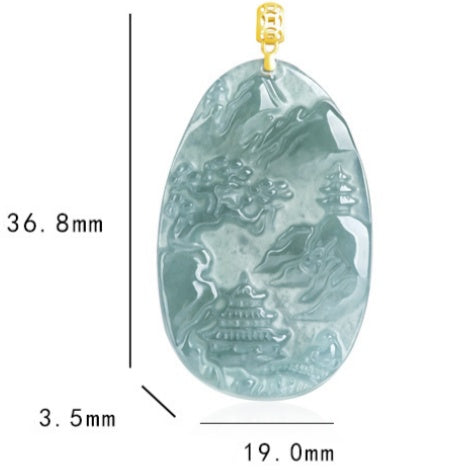 Jade Landscape Pendant¨CWisdom, Serenity & Boundless Prosperity-grade a jade