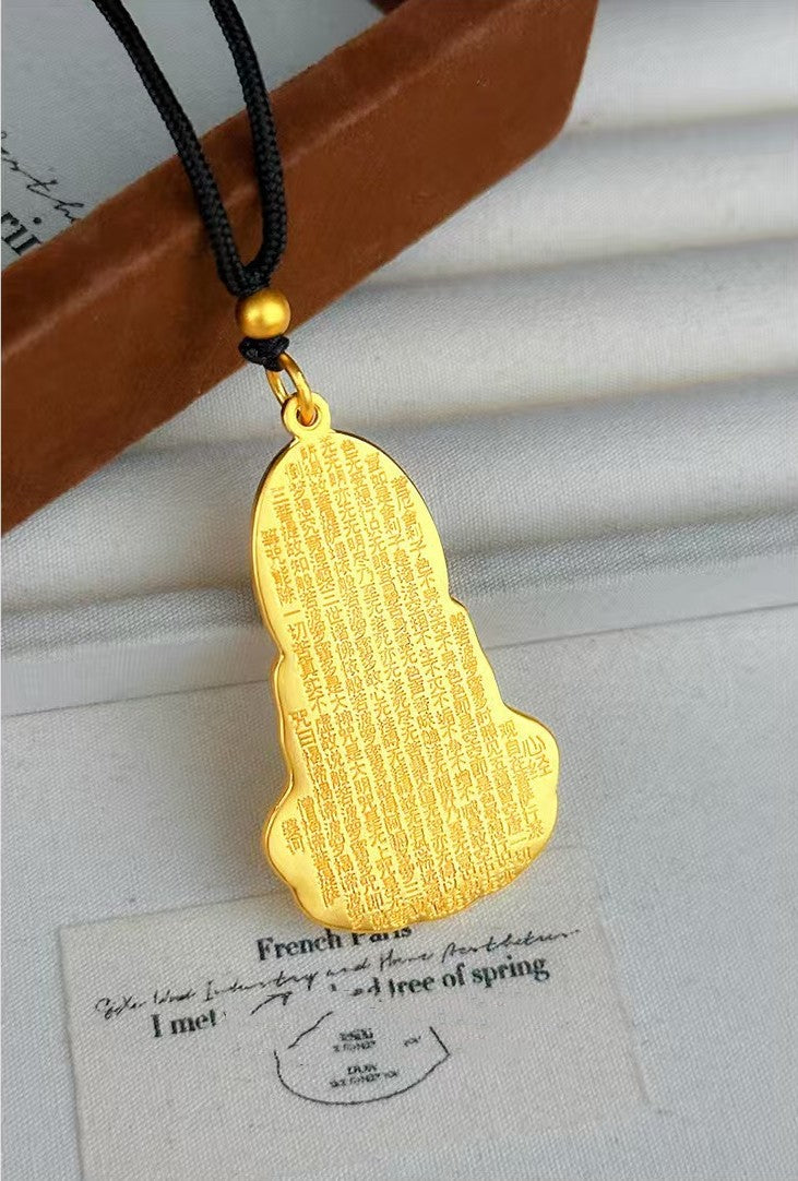 Golden Guanyin Bodhisattva Pendant Necklace–Symbol of Compassion and Protection
