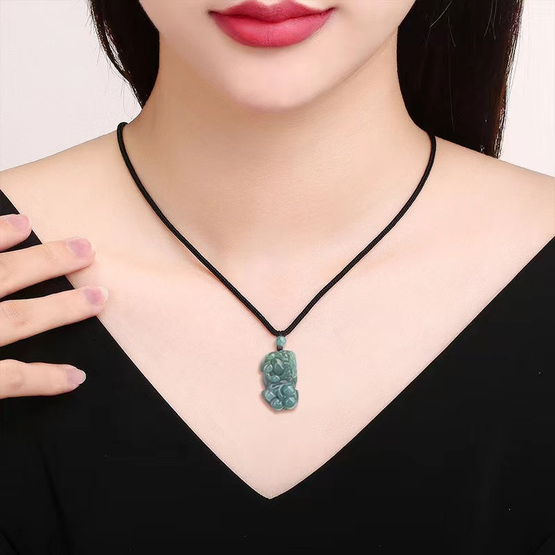 Pixiu Wealth Pendant-Natural Ice Jade/Pi Yao Pendant Necklace Healing Stone