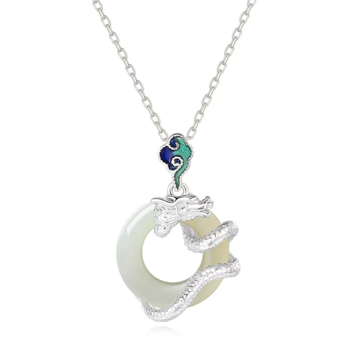 Dragon White Jade Necklace-Fortune Prosperity