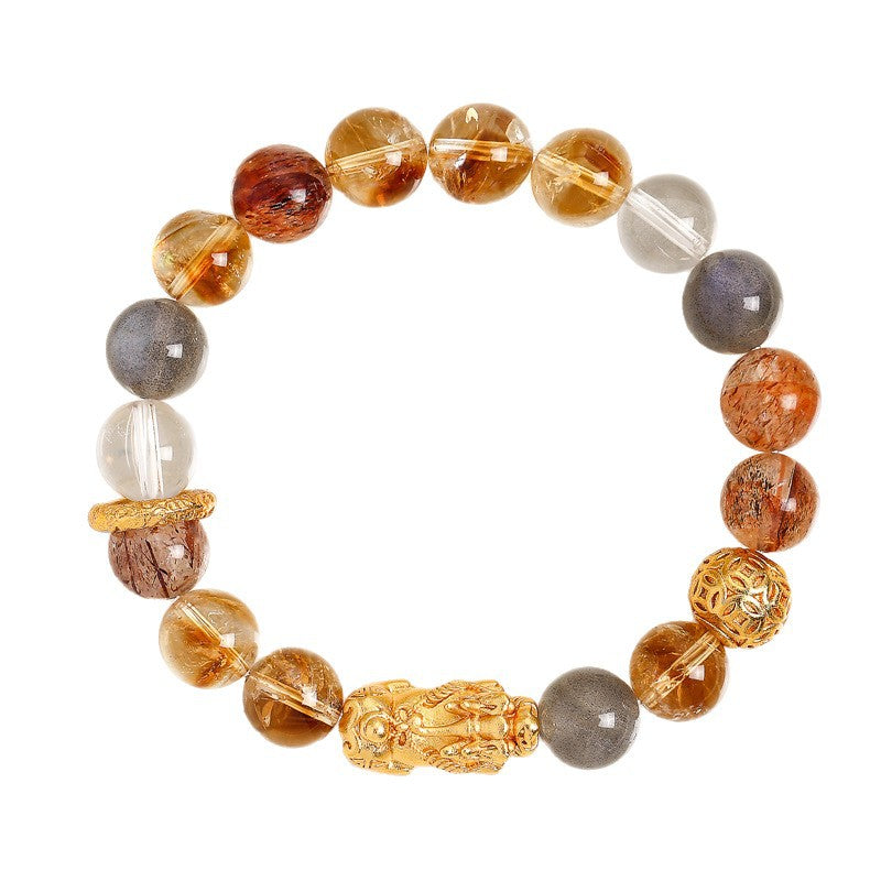 Amethyst & Citrine Pixiu Bracelet-Gathered Fortune