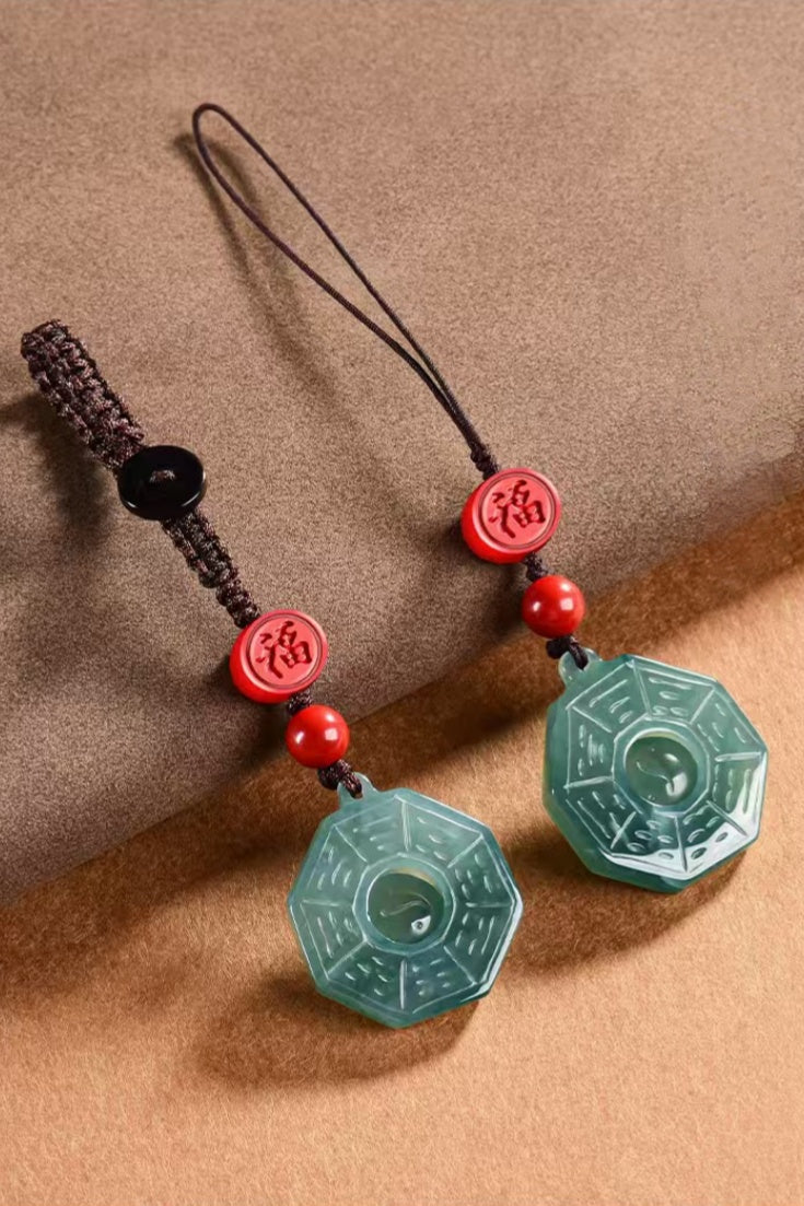 Quiet Guardian Jade Bagua Phone & Keychain Charm Description