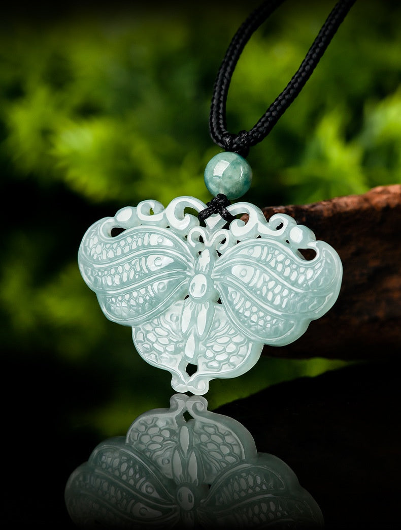 Serene Transformation Butterfly Jade Pendant-Whispers of the Azure Wing: A Soul's Metamorphosis