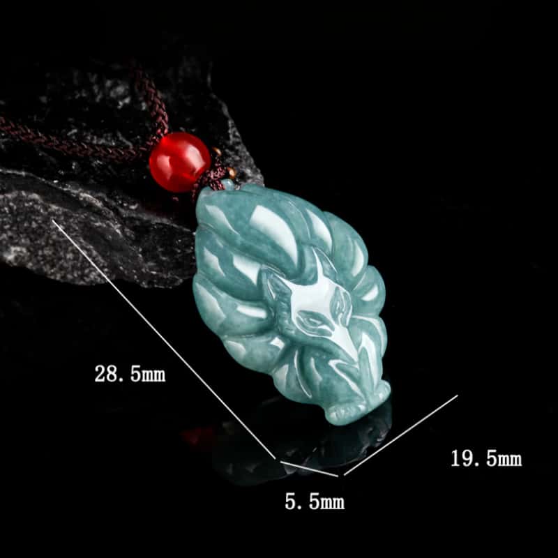 Blessing Longevity Nine-Tailed Fox Jade Pendant Necklace