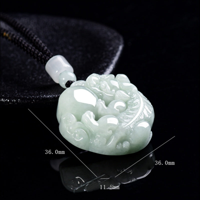 Pixiu Holding Fortune Jade Pendant-Wealth Stability & Prosperity