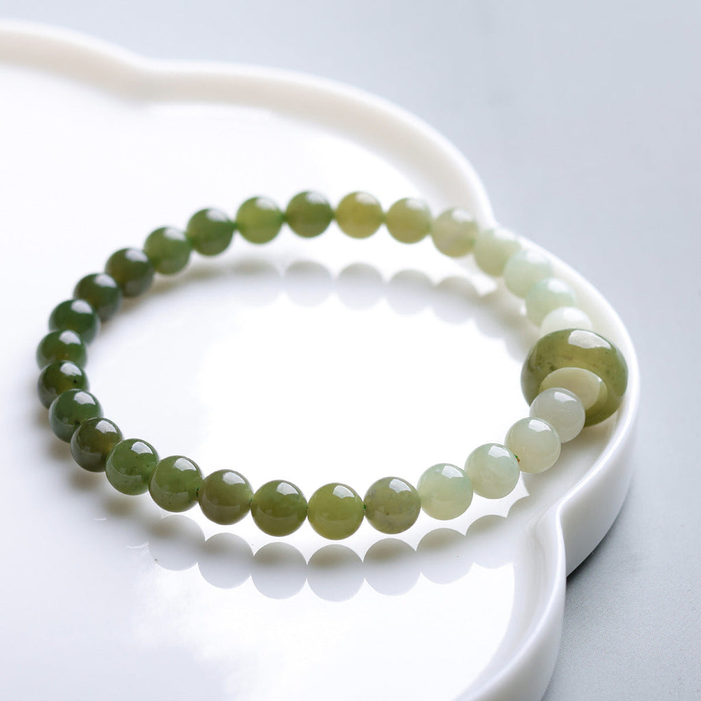 Green Jade Gradient Bead Bracelet ¨C Calm Flow & Balance Energy