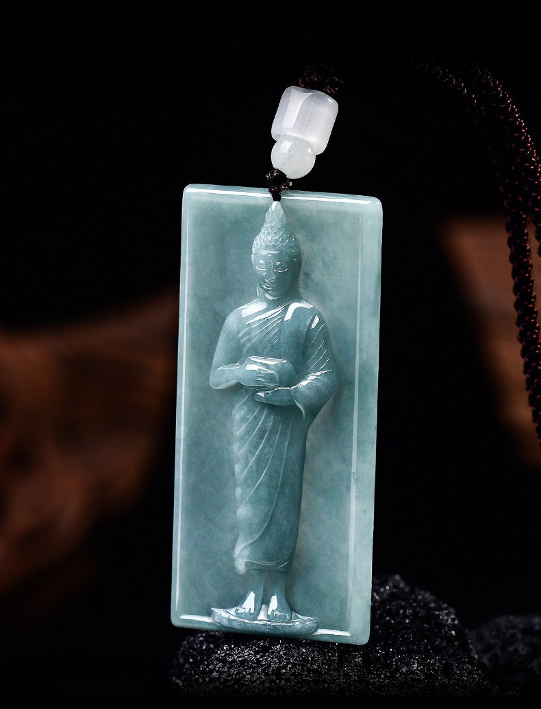 Path of Mindful Compassion Pindapata Buddha Jade Pendant