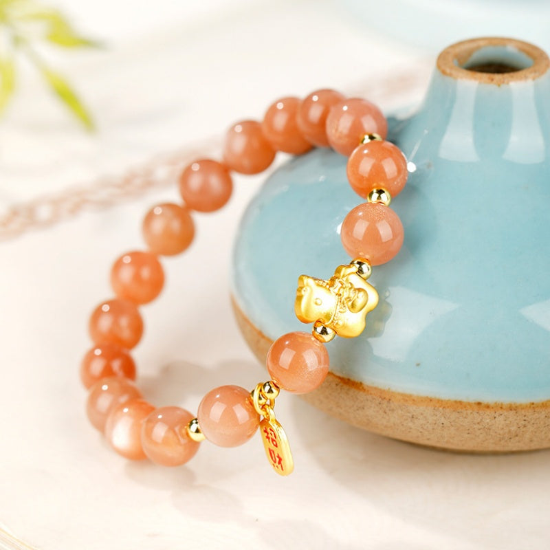 Sunstone Year of the Horse Good Fortune Bracelet ¨C 18K Gold Vermeil & Natural Vitality