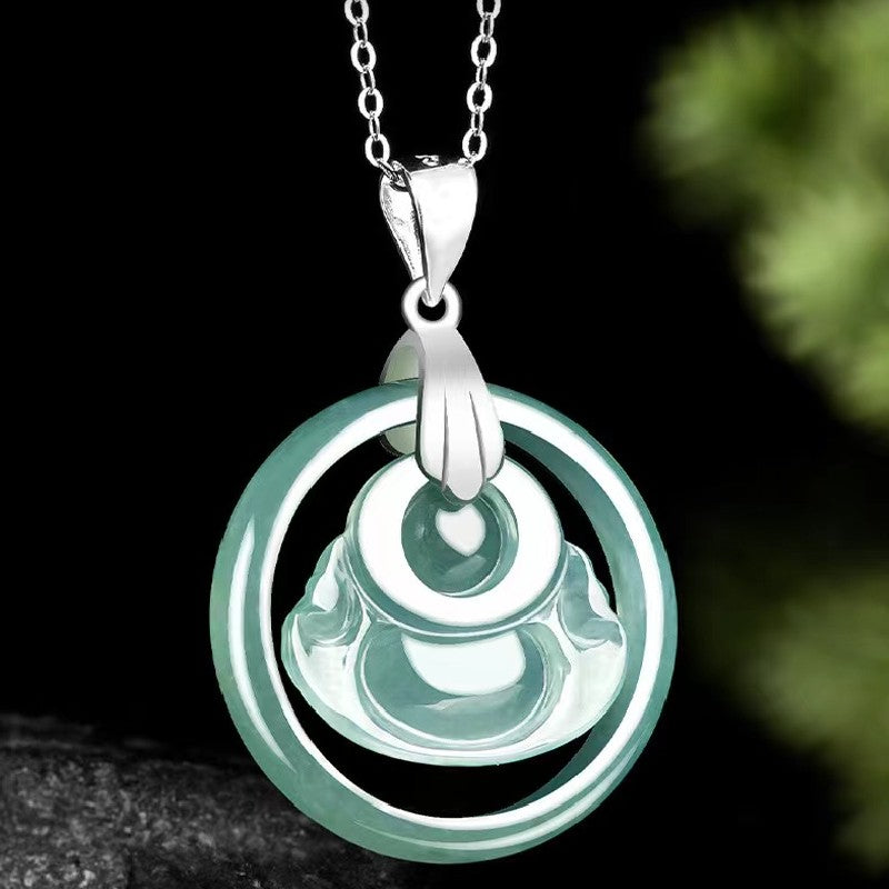 Laughing Buddha White Jade Necklace-Divine Mind
