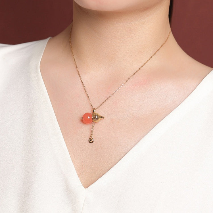 Amber Calabash 18K Gold-Plated Sterling Silver Pendant Necklace-Abundance in Bloom