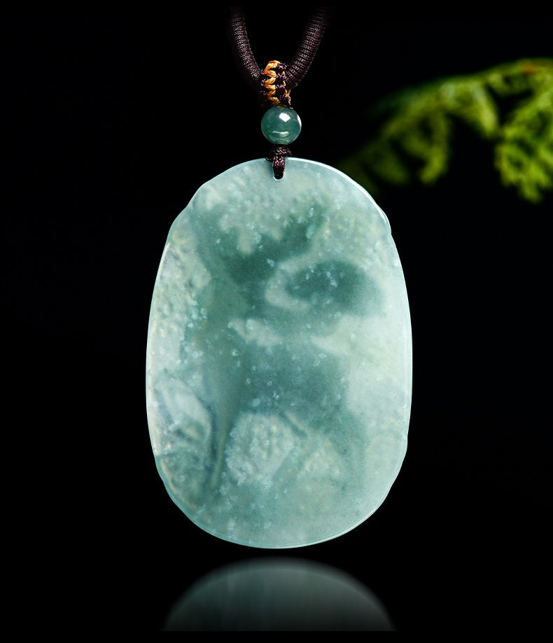 The Sacred Forest-Icy Jadeite Nine Colored Deer Spiritual Amulet