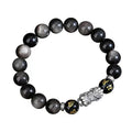 999 Silver Pixiu Black Obsidian Bracelet-Traditional Good Fortune Symbol