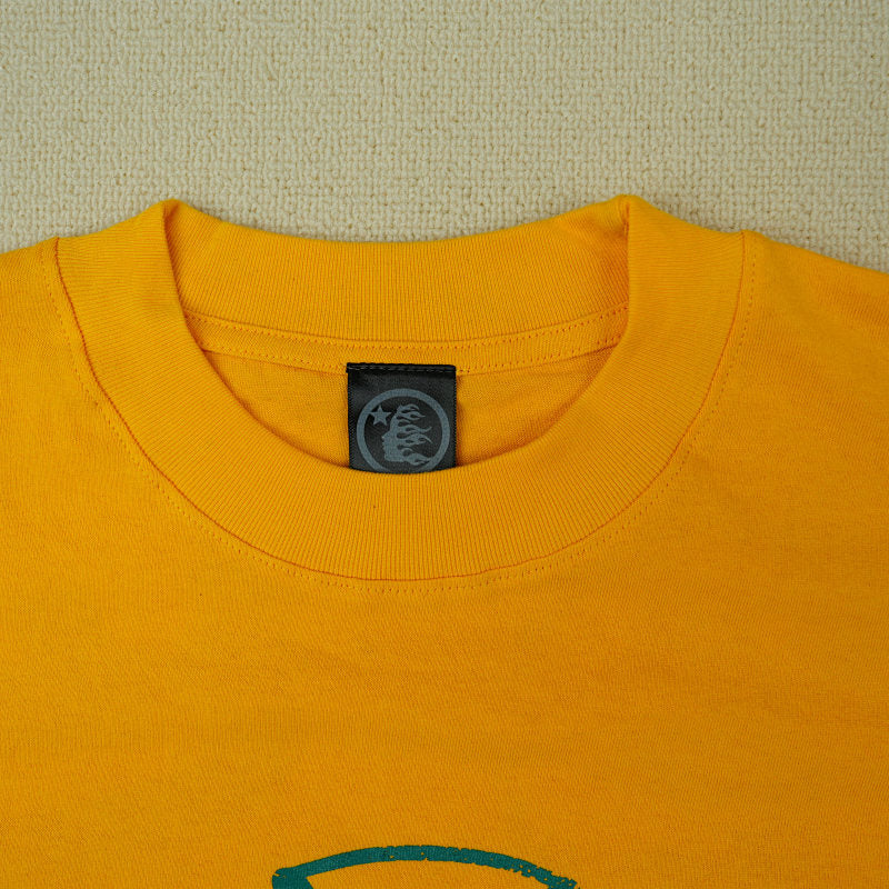Hellstar Studios Jesus Emblem Short Sleeve Tee Shirt Yellow