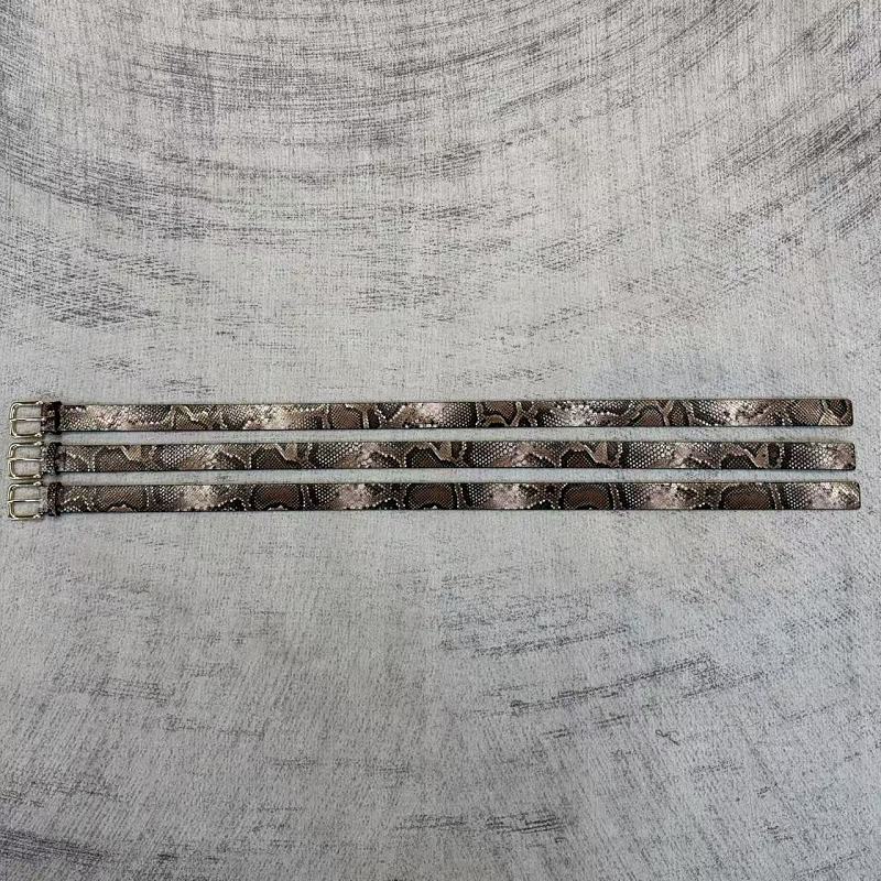 Snakeskin-Embossed Belt - Taupe/Brown