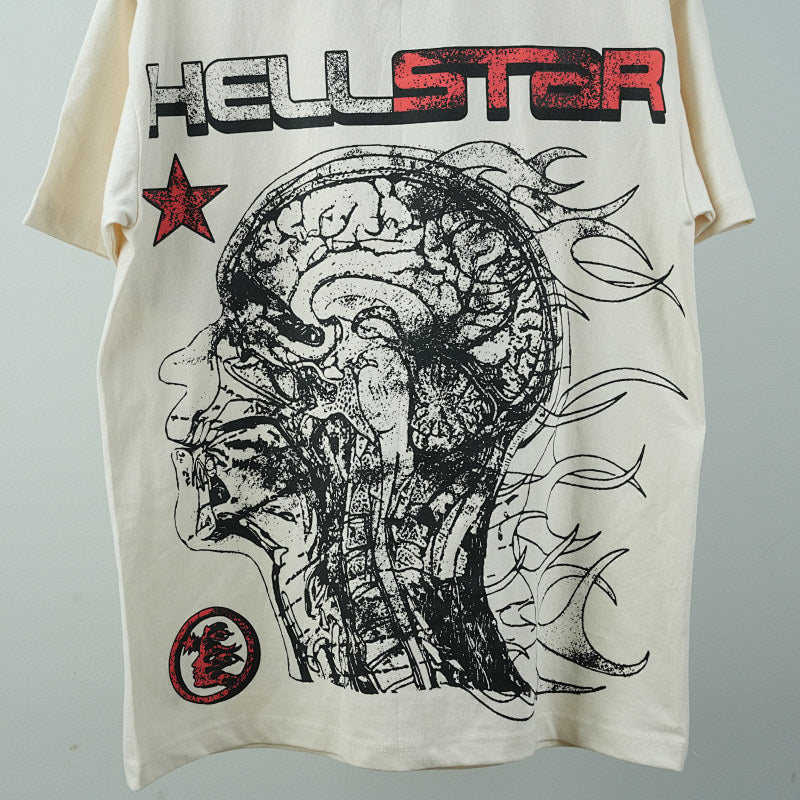 Hellstar Studios Cranium Short Sleeve Tee Shirt Cream
