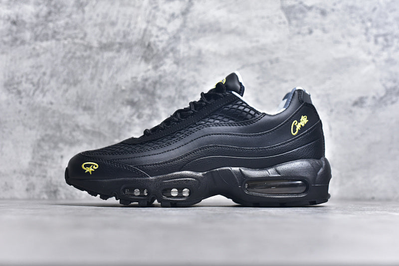Black and Gold Athletic Sneakers Outdoor Display