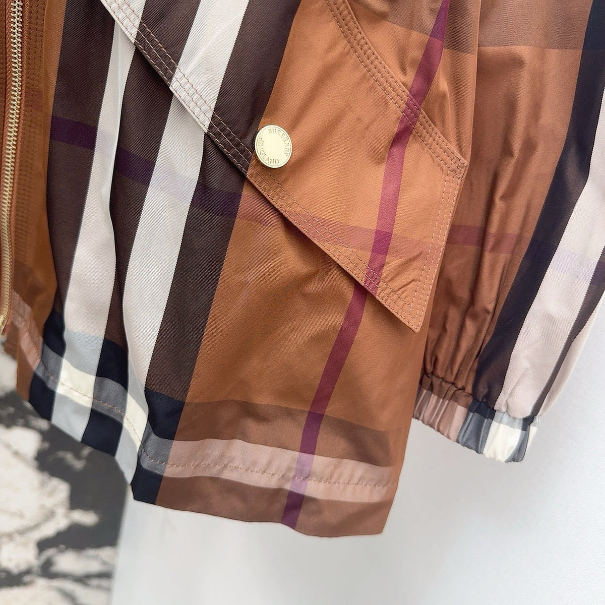 Hooded Check Nylon Jacket