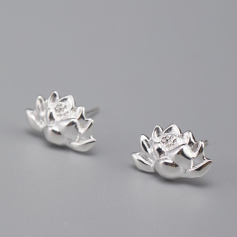925 Silver Lotus Drop Lucky Earring