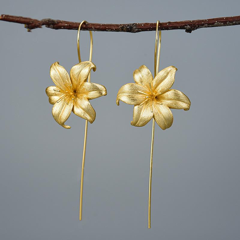 925 Silver Thrive Lily Charm Earrings