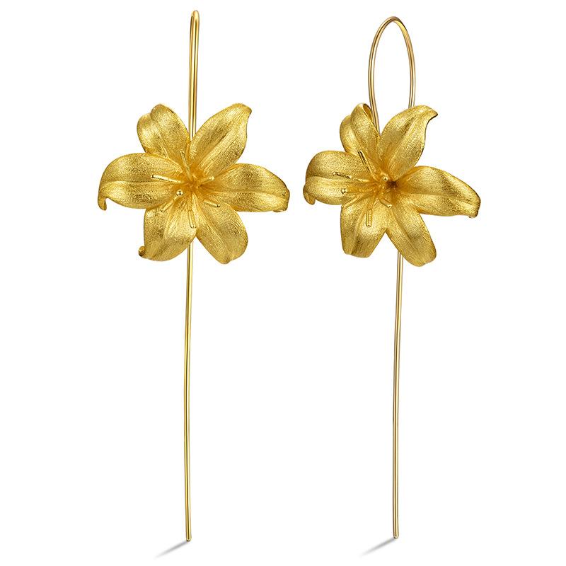 925 Silver Thrive Lily Charm Earrings