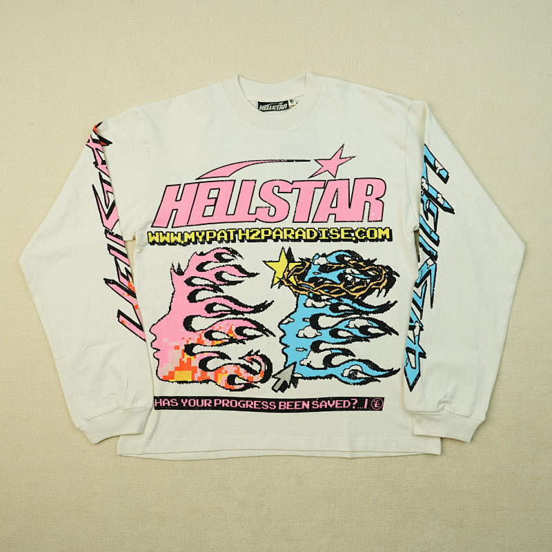 Hellstar Pixel L/S Tee White