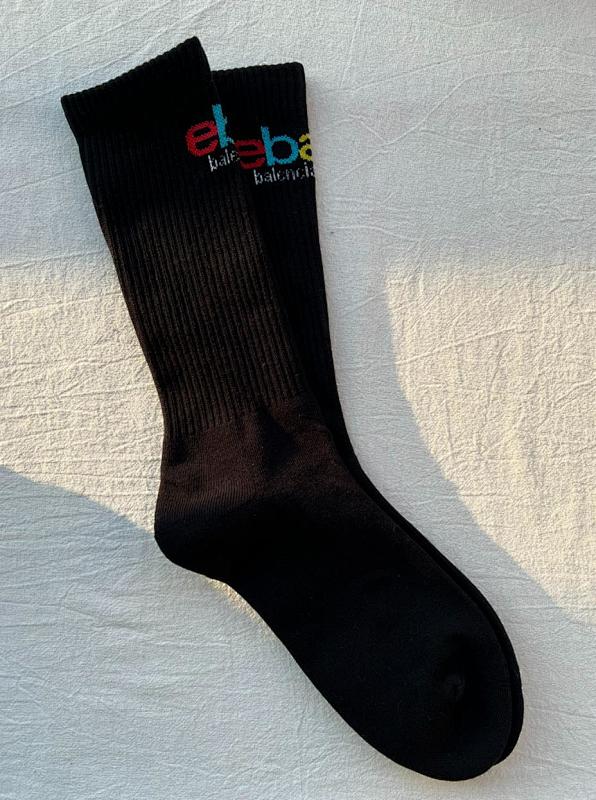 Bal Logo Crew Socks Black White 6 Pairs