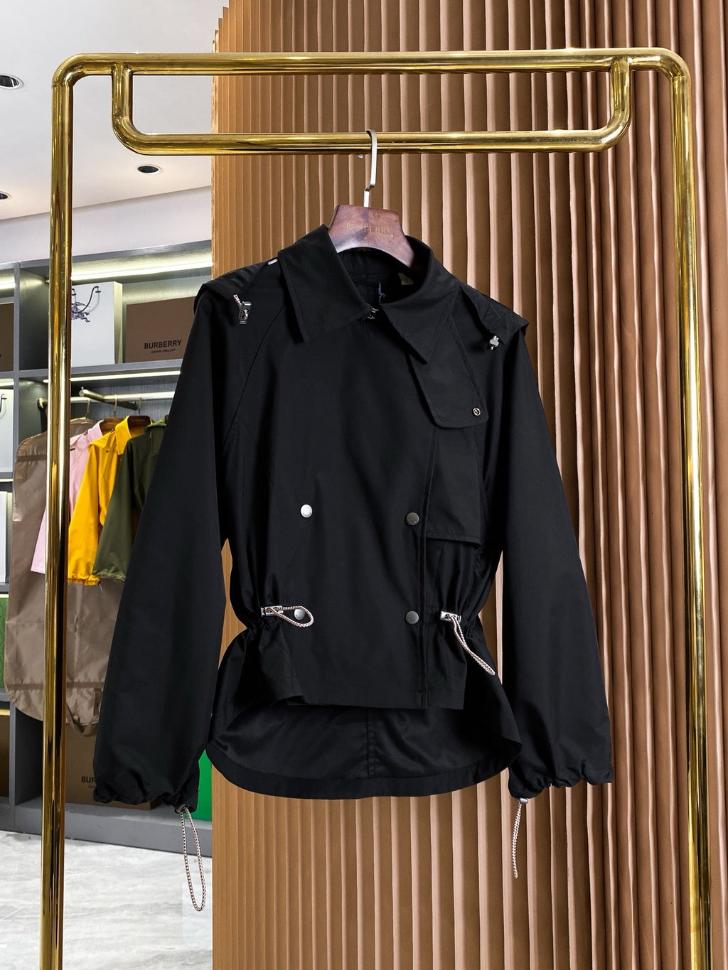 Drawstring Cropped Trench Jacket