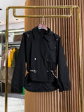 Drawstring Cropped Trench Jacket