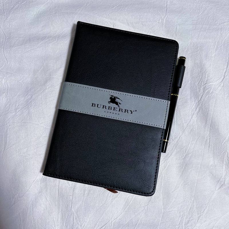 Bu London Black Leather Notebook with Pen