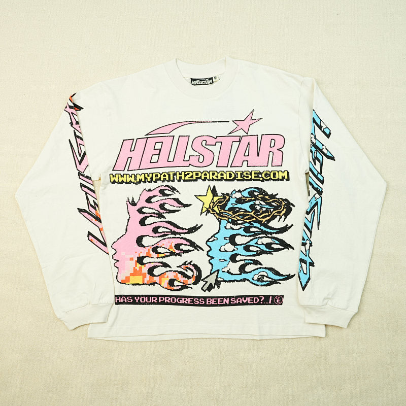 Hellstar Pixel L/S Tee White