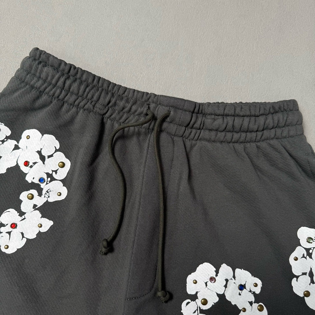 Rhinestone Cotton Wreath Shorts