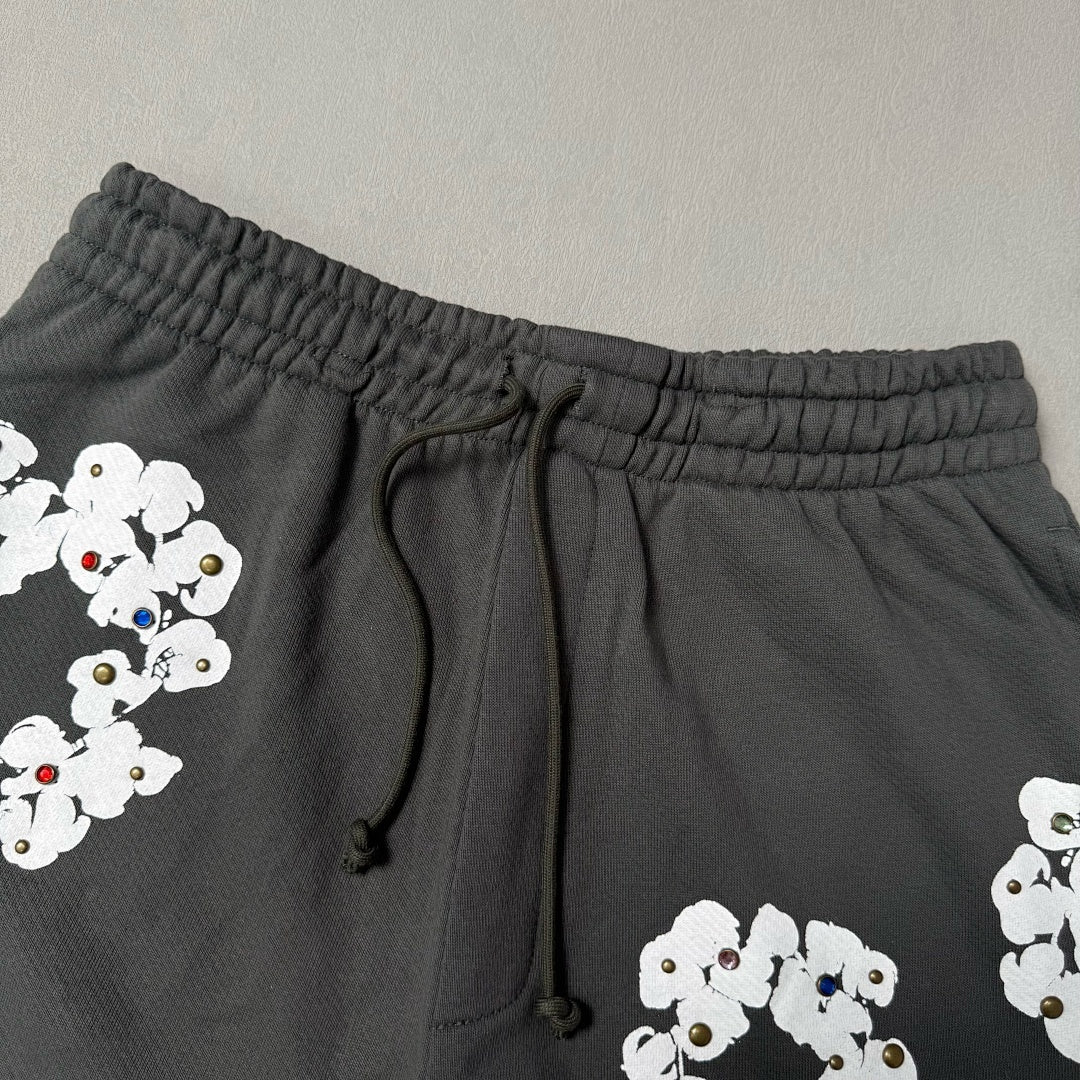 Rhinestone Cotton Wreath Shorts