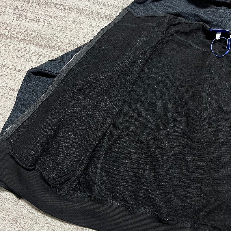 Grey Croc-Print Zip Garment