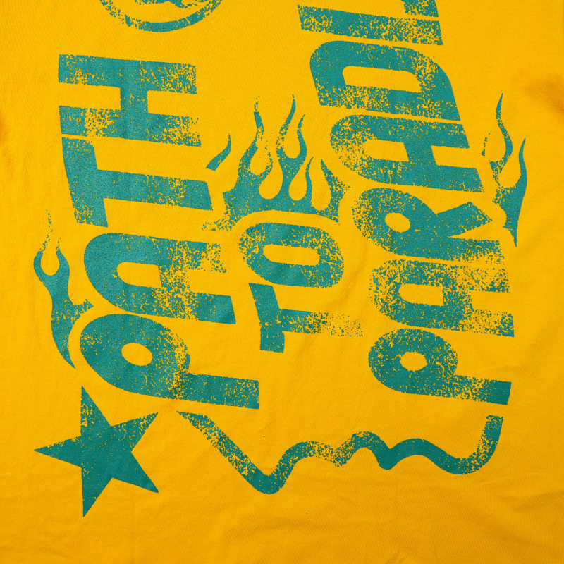 Hellstar Studios Jesus Emblem Short Sleeve Tee Shirt Yellow